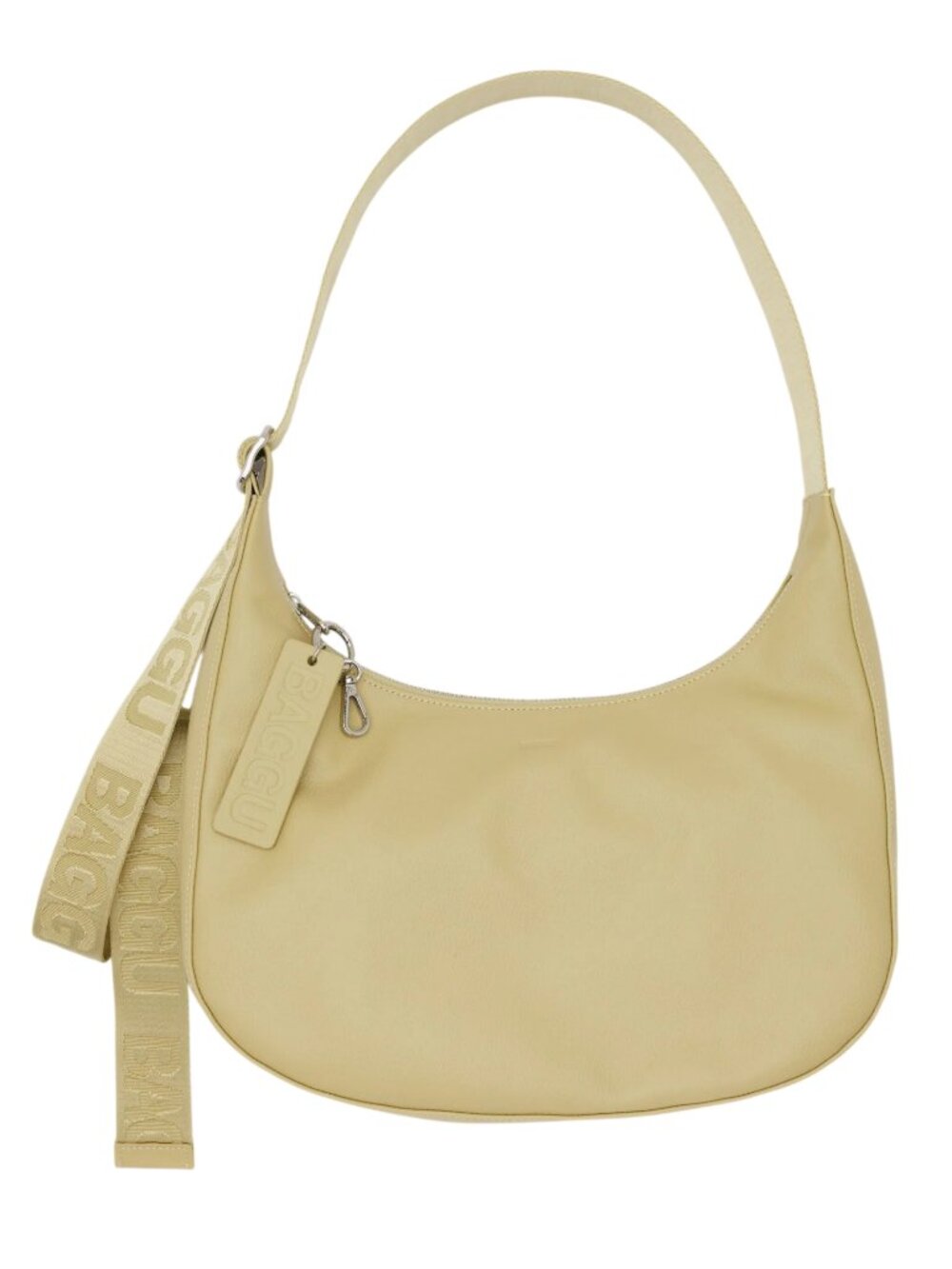 BAGGU Straw Medium Recycled Leather Crescent Bag